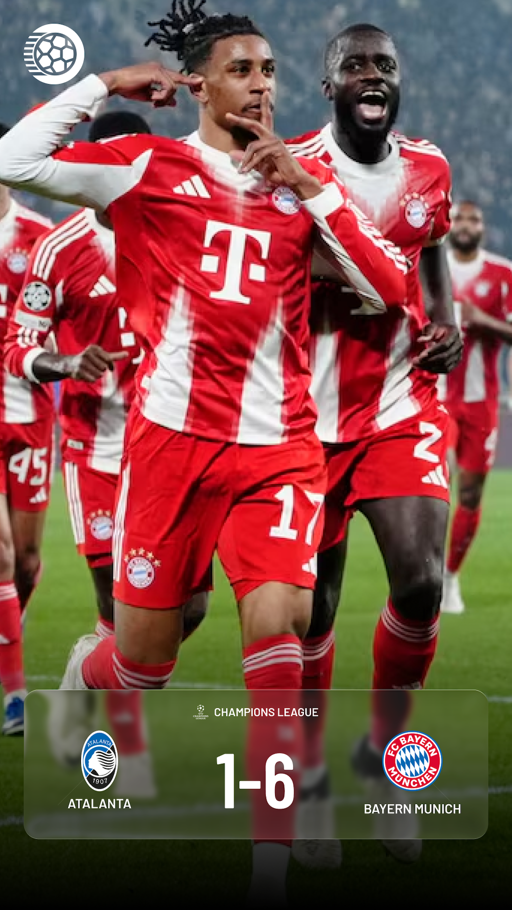 Atalanta 1â6 Bayern Munich
đïž Stadio Atleti Azzurri d'Italia, Bergamo