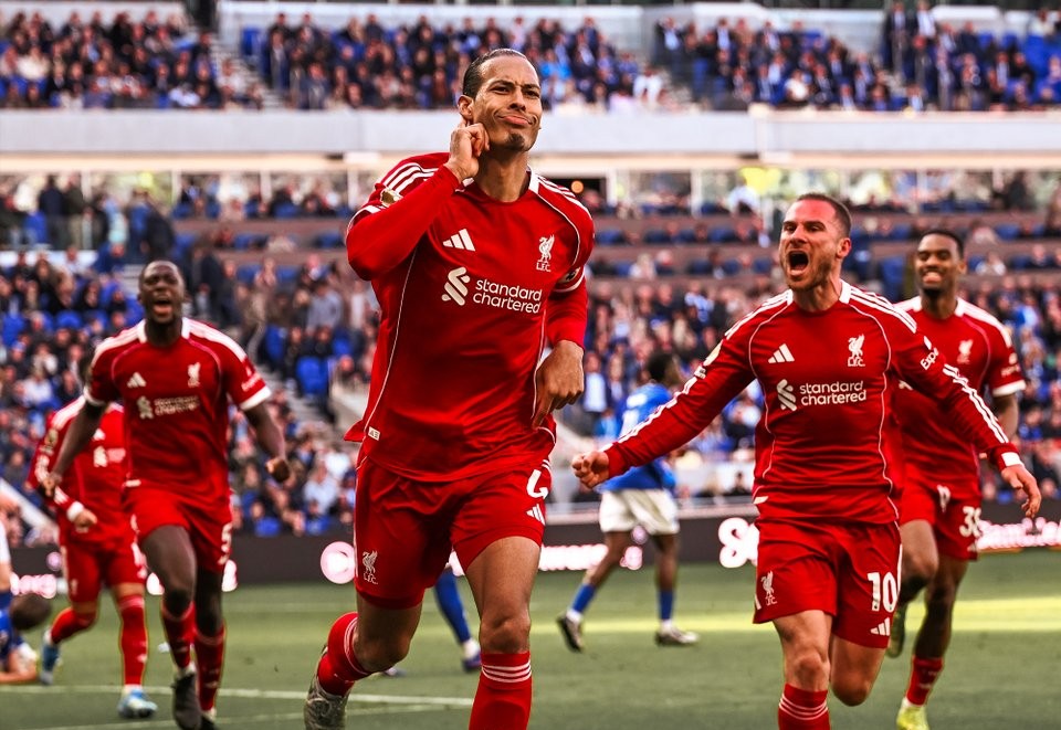Van Dijk’s 100th-minute winner seals Merseyside derby drama for Liverpool