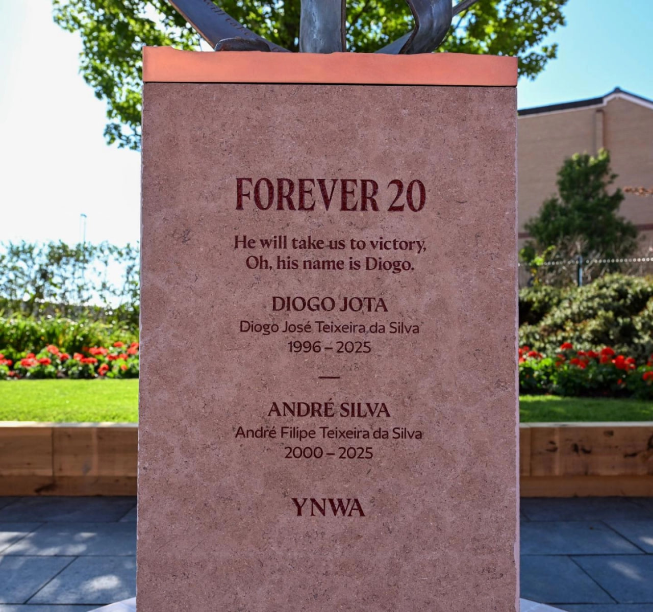 Liverpool unveil âForever 20â memorial at Anfield to honour Diogo Jota and Andre Silva